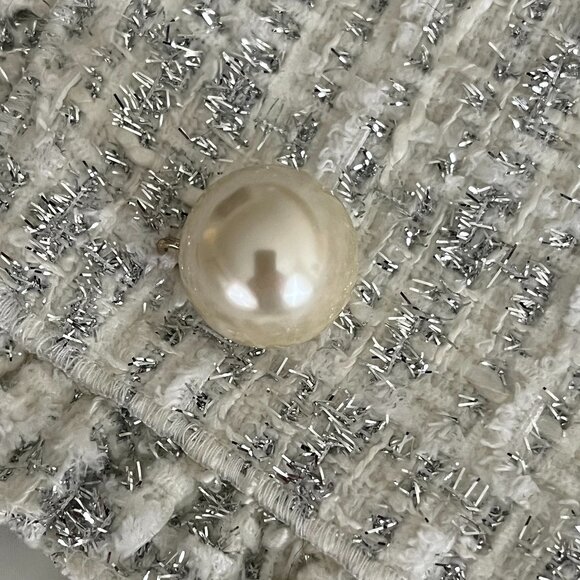 Kate Spade Cream/Ivory/Silver Star Bright Sparkle Tweed Coat Jacket Size 6 NWT - Picture 12 of 16